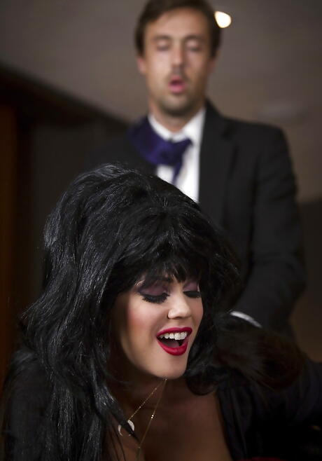 Adorable american pornstar Alison Tyler in stockings suck and fuck big dick 